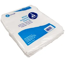 Isolation Gown Poly-Coated Barrier White, 50/Cs